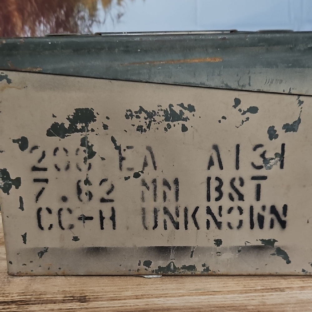 Vintage Metal Ammo Box - Army Green And Gray - Picture 16 of 16